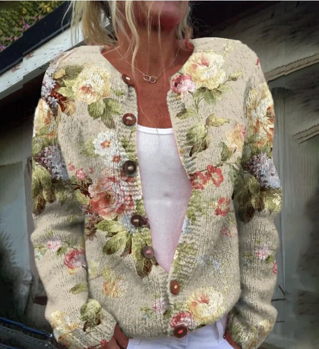 3D Digital Printing Cardigan Knitted Coat