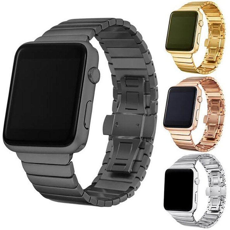 Compatible with Apple, Luxury Stainless Steel link bracelet band for watch Series 1 2 band iwatch stainless steel strap 42mm with adapters