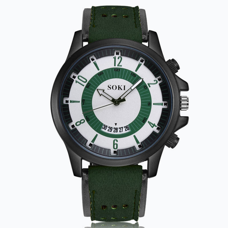 Men's watch with large dial frosted belt