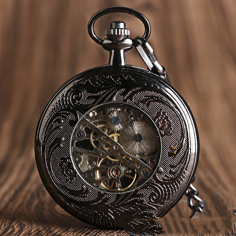 Classic black sapphire manual mechanical large pocket watch