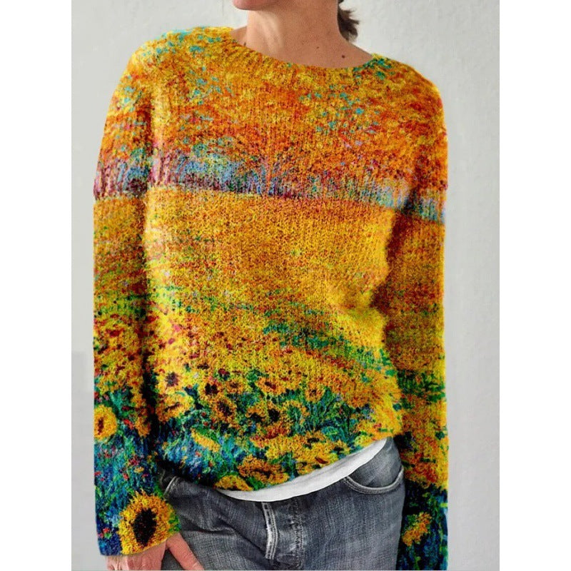 Printed Women's Sweater Pattern Pullover Sweater
