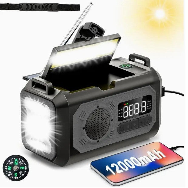 Lighting Large Capacity Hand-cranked Solar Power Emergency Charging Treasure
