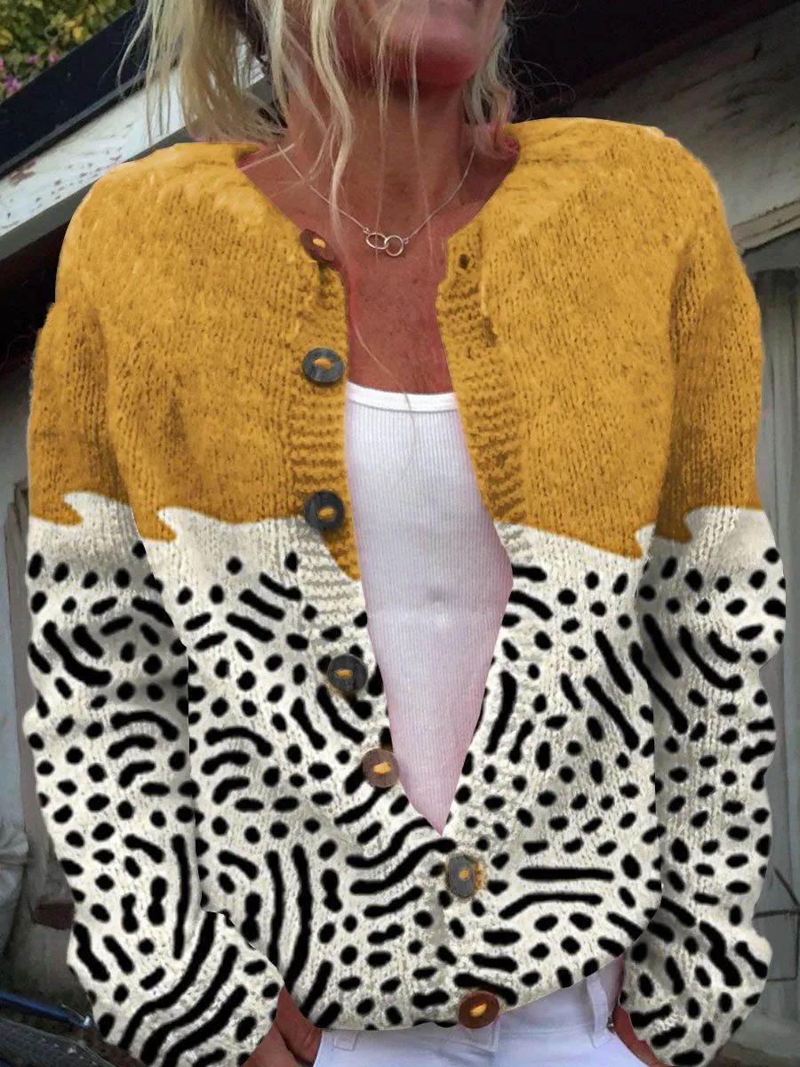 3D Digital Printing Cardigan Knitted Coat