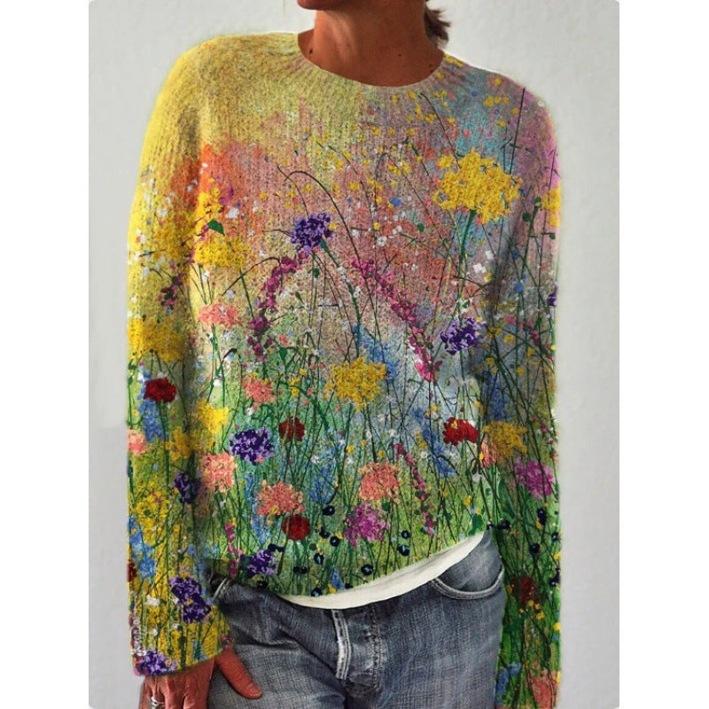 Printed Women's Sweater Pattern Pullover Sweater