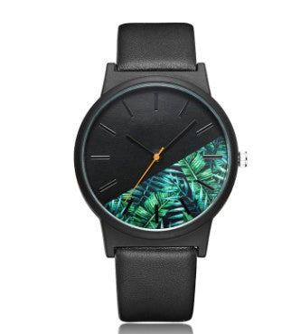 New half flower cut strap ladies watch Literary print quartz watch