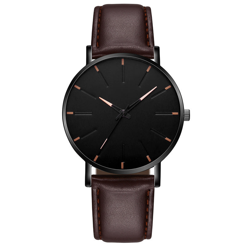 Men's Fashion Style Belt  Thin Watch Quartz Watch