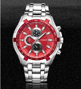 Business fashion casual sports six-needle steel belt men's quartz watch