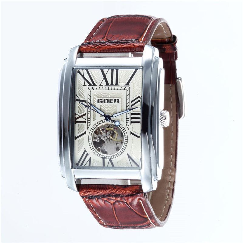 Men's skeleton mechanical watch