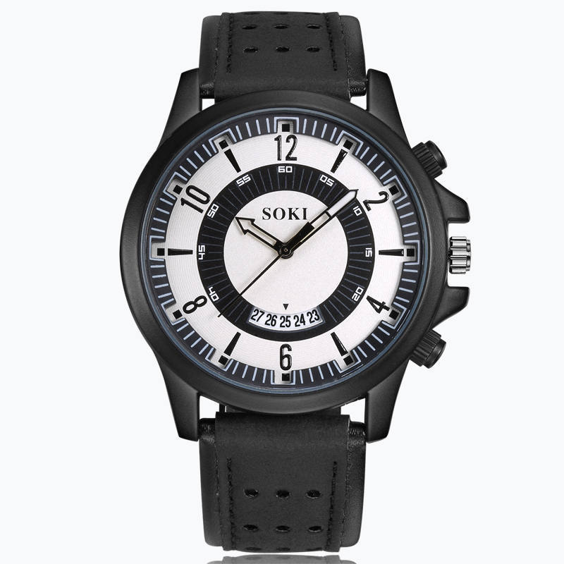 Men's watch with large dial frosted belt