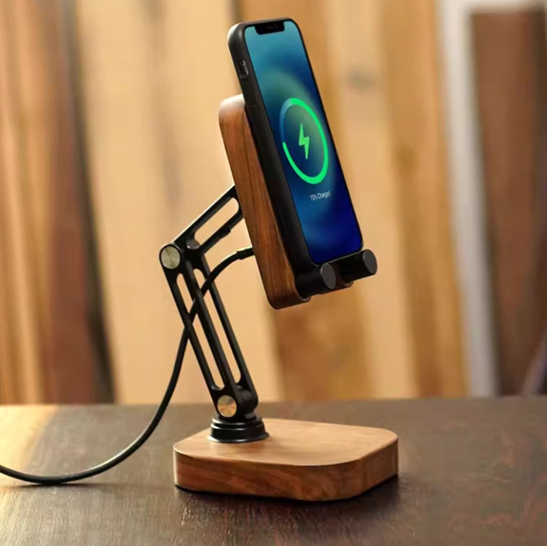 Black Walnut Aluminum Alloy Foldable Wireless Charging Bracket