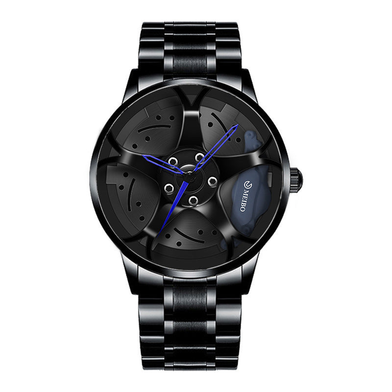 New Foreign Trade Men's Watch Fashion Trend Personalized Wheel Hub Pattern Steel Belt Men's Non Mechanical Watch Quartz Watch