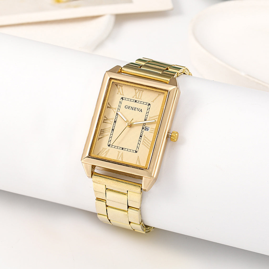 Men's Retro Simple Stylish Square Dial Calendar Quartz Watch