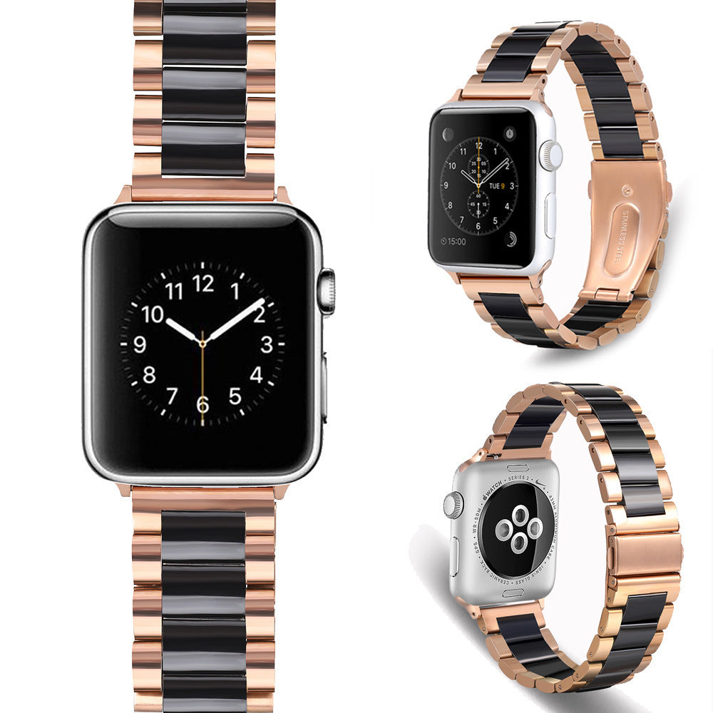 Ceramic strap three bead stainless steel ceramic strap