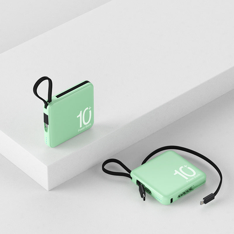 Mini Power Bank Large Capacity Small And Ultra-thin With Cable Portable Power Source