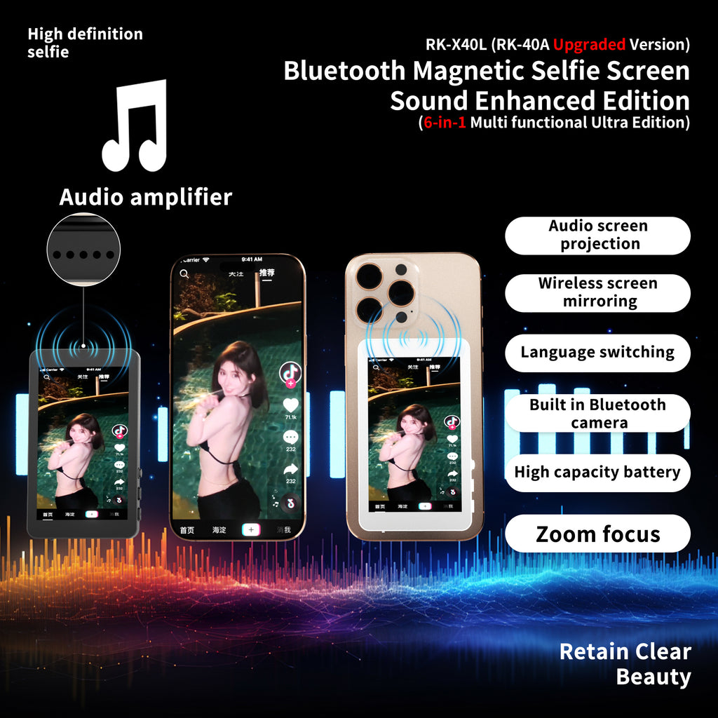 X40L Mobile Selfie Screen Recorder -Audio-Focusing-Hanging Rope-Photography Version- RK-X40A Upgraded Version