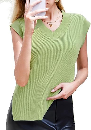 Solid V-neck Vest Sweater