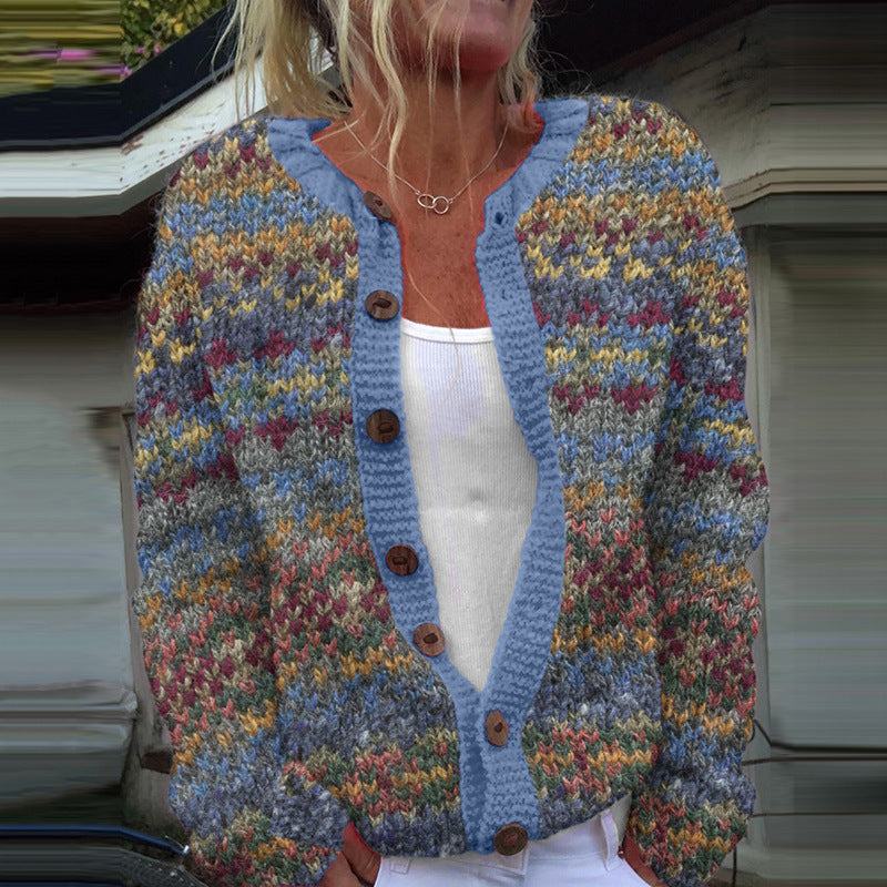 3D Digital Printing Cardigan Knitted Coat Women