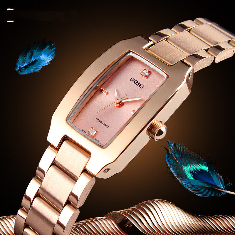 Simple Ladies Diamond-studded British Watch Gold Steel Belt