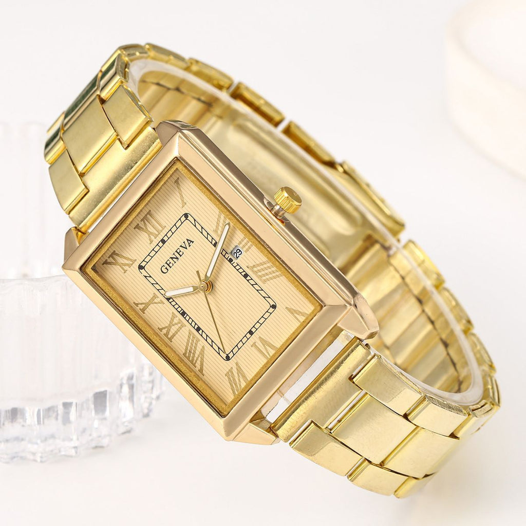 Men's Retro Simple Stylish Square Dial Calendar Quartz Watch