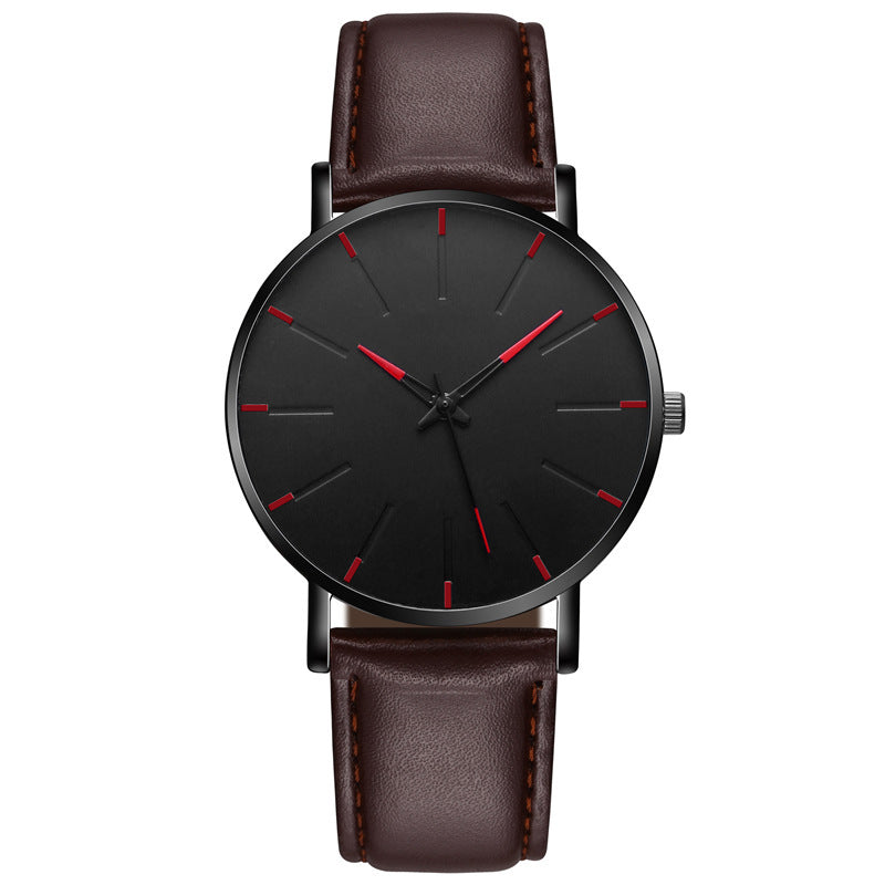 Men's Fashion Style Belt  Thin Watch Quartz Watch