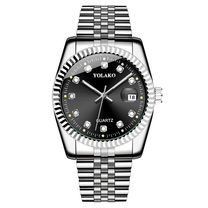 Fashion Diamond Men's Steel Strap Watch
