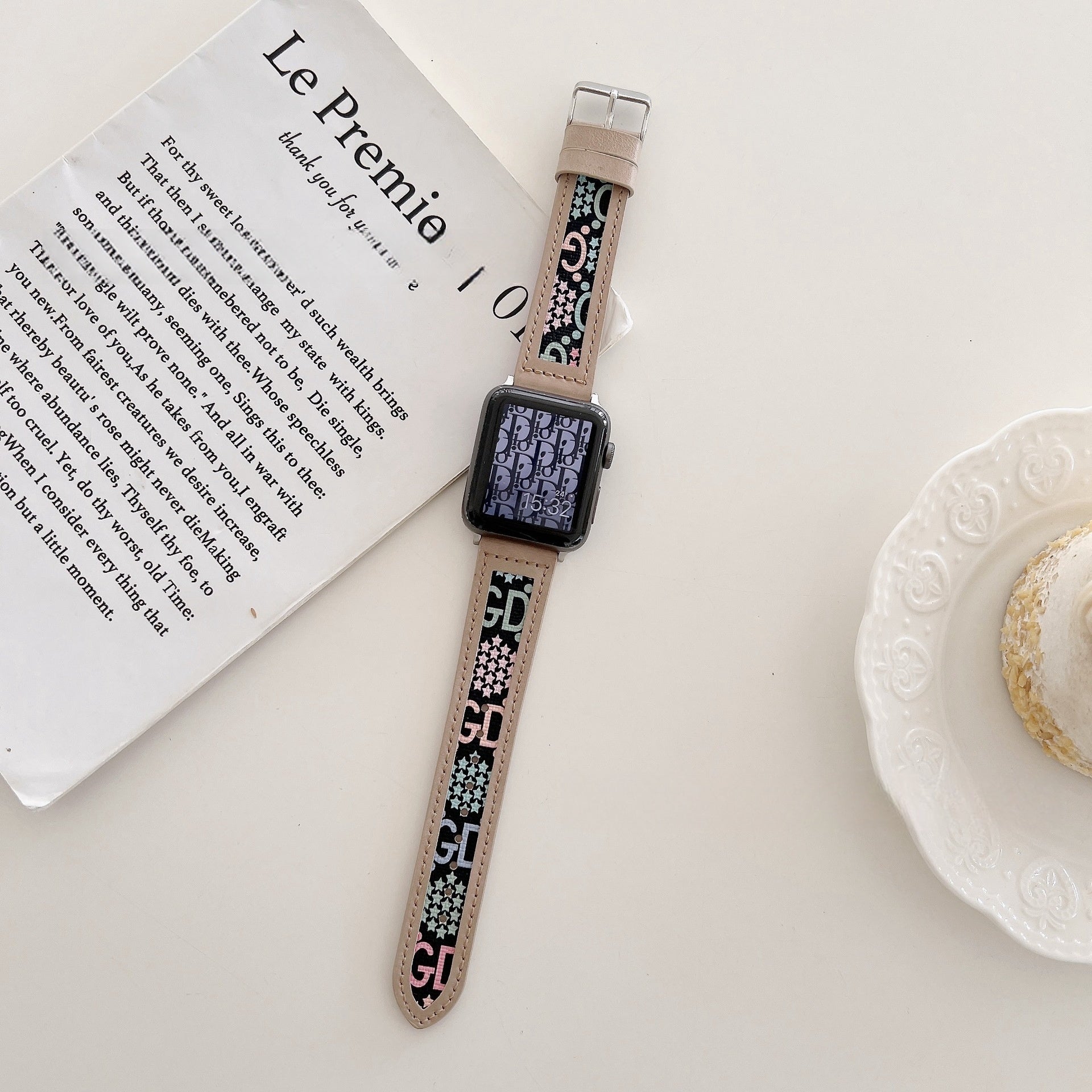 Knitted GD Hollow Leather Watch Band